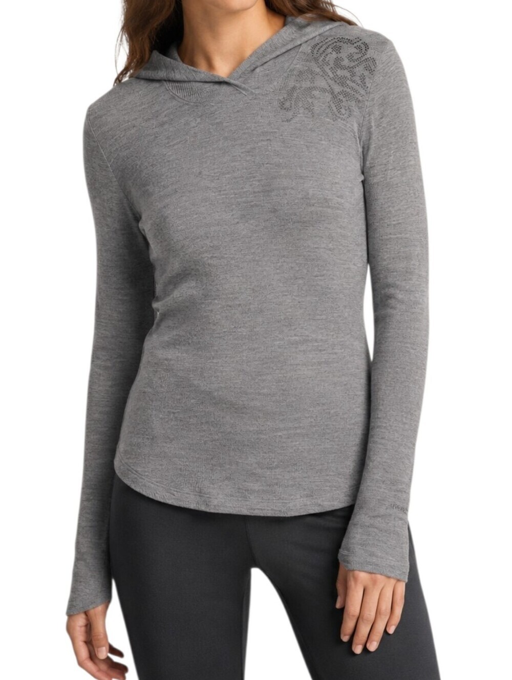 Icebreaker Merino Wool Hoodie Women Small Grey Hiking